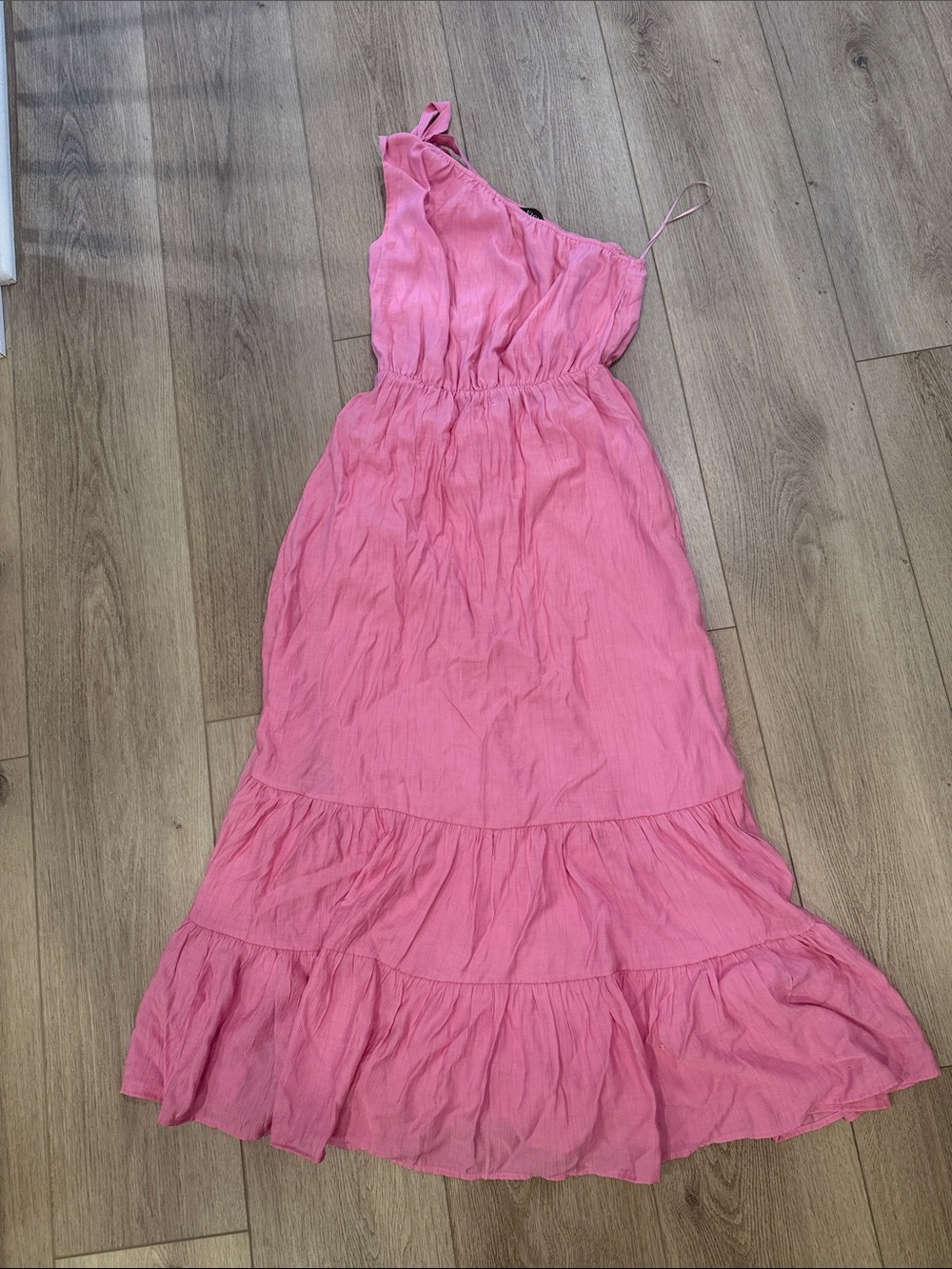 Vici Pink One-Shoulder Tiered Maxi Dress